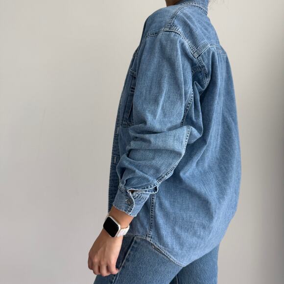 Vintage Calvin Klein 90s denim oversized button front shirt - Picture 5 of 14